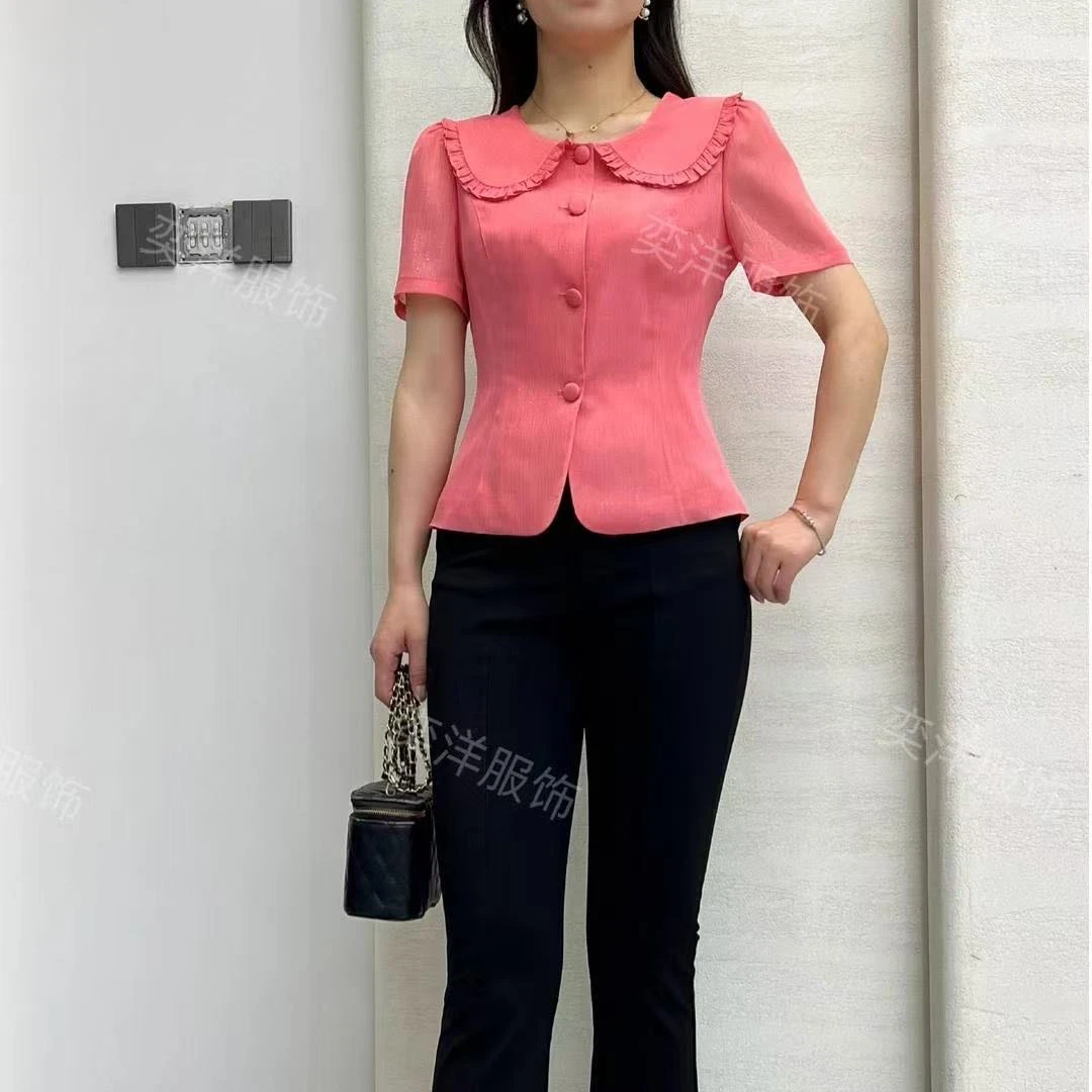 洋气娃娃领短袖衬衫女装2025夏季新款时尚减龄短袖百搭上衣