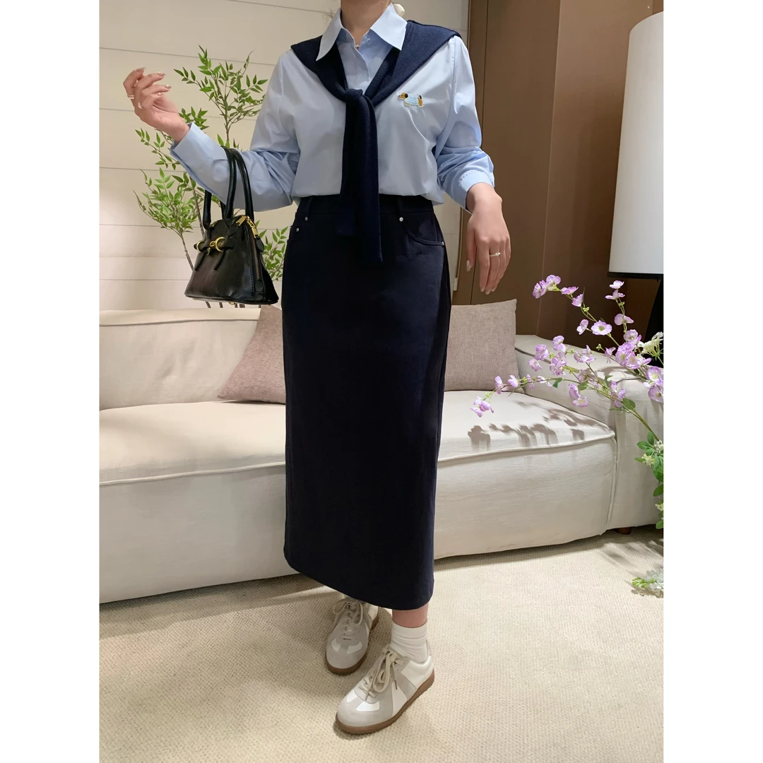 现货6866D大婉酱肉肉微胖定制韩系休闲设计感春季新款长款半身裙