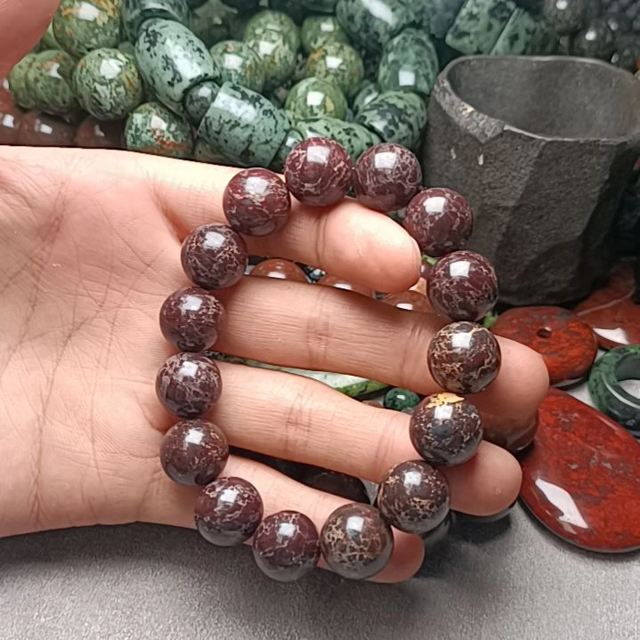 用***2石英石纯铜手串天宝石圆珠