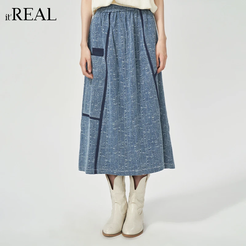 It'real瑞尔女装2025春季新款休闲文艺显瘦牛仔伞裙1772436009