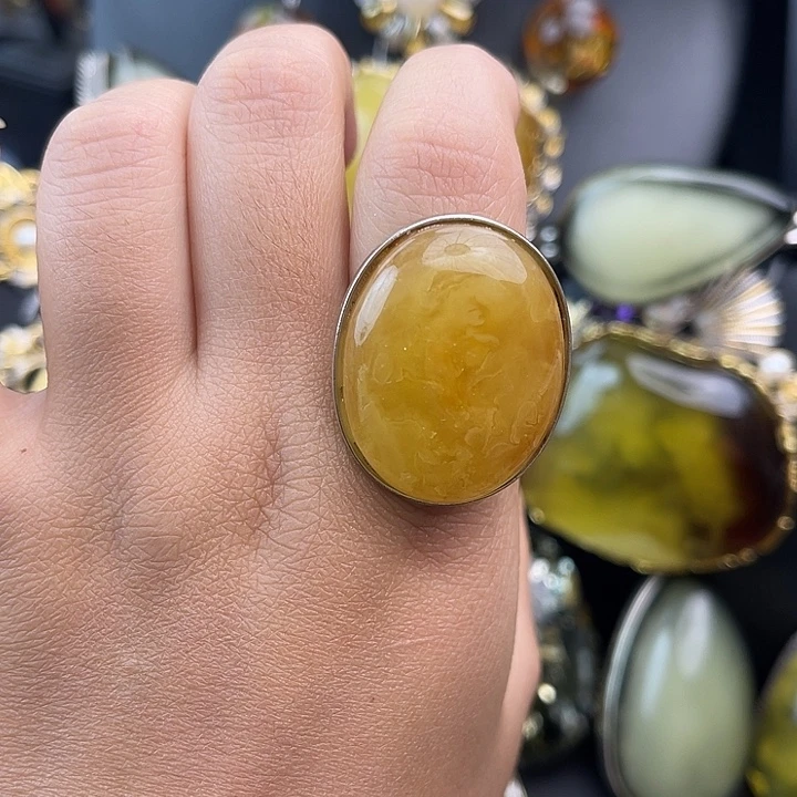 琥珀银S925镶嵌裸石