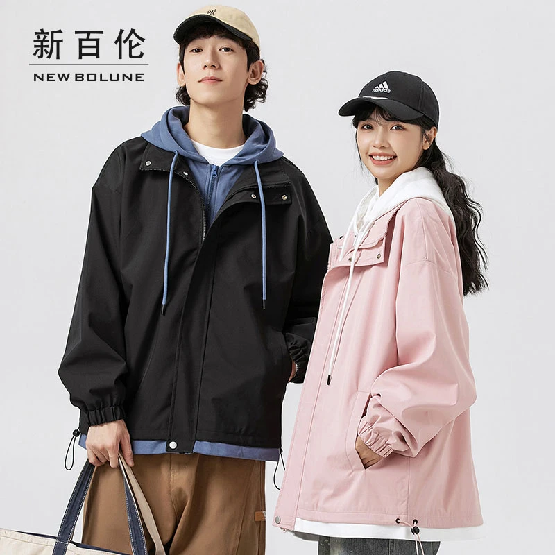 新百伦韩版宽松夹克春秋连帽潮流上衣运动外套百搭休闲工装男装