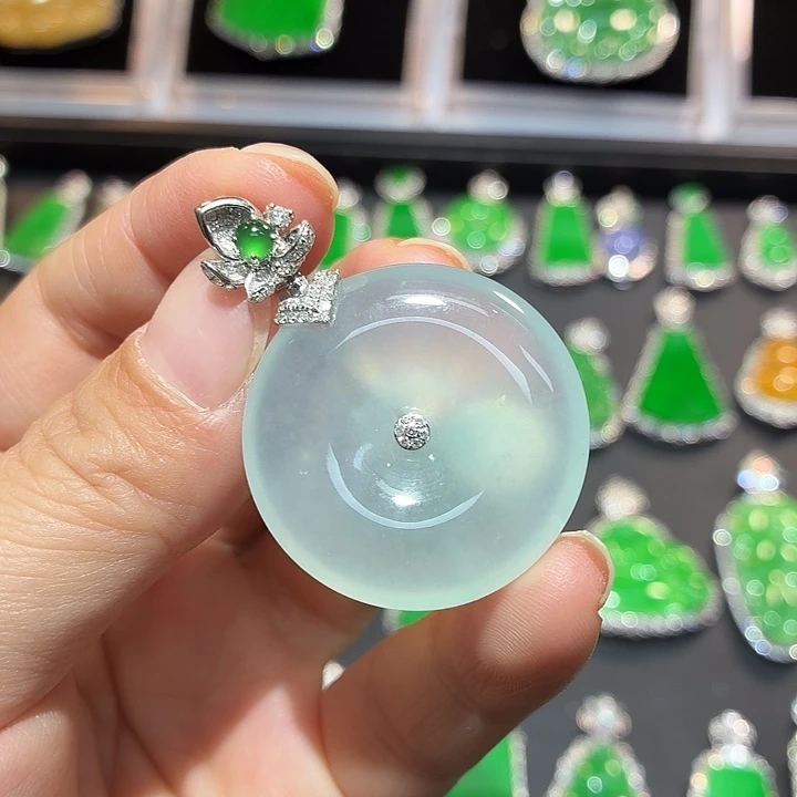 翡翠18K金镶嵌吊坠(不含链)翡翠