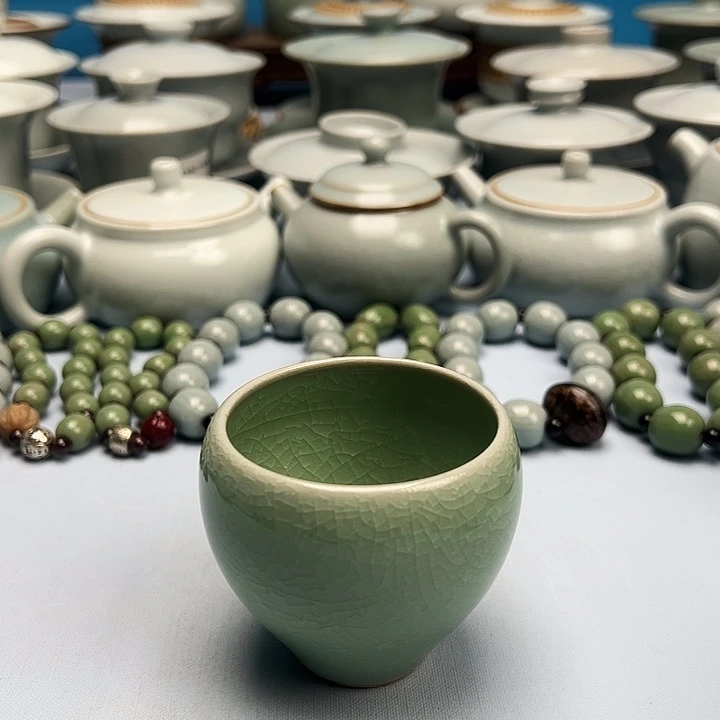 杯翠绿釉鸡心杯原矿原釉原产地