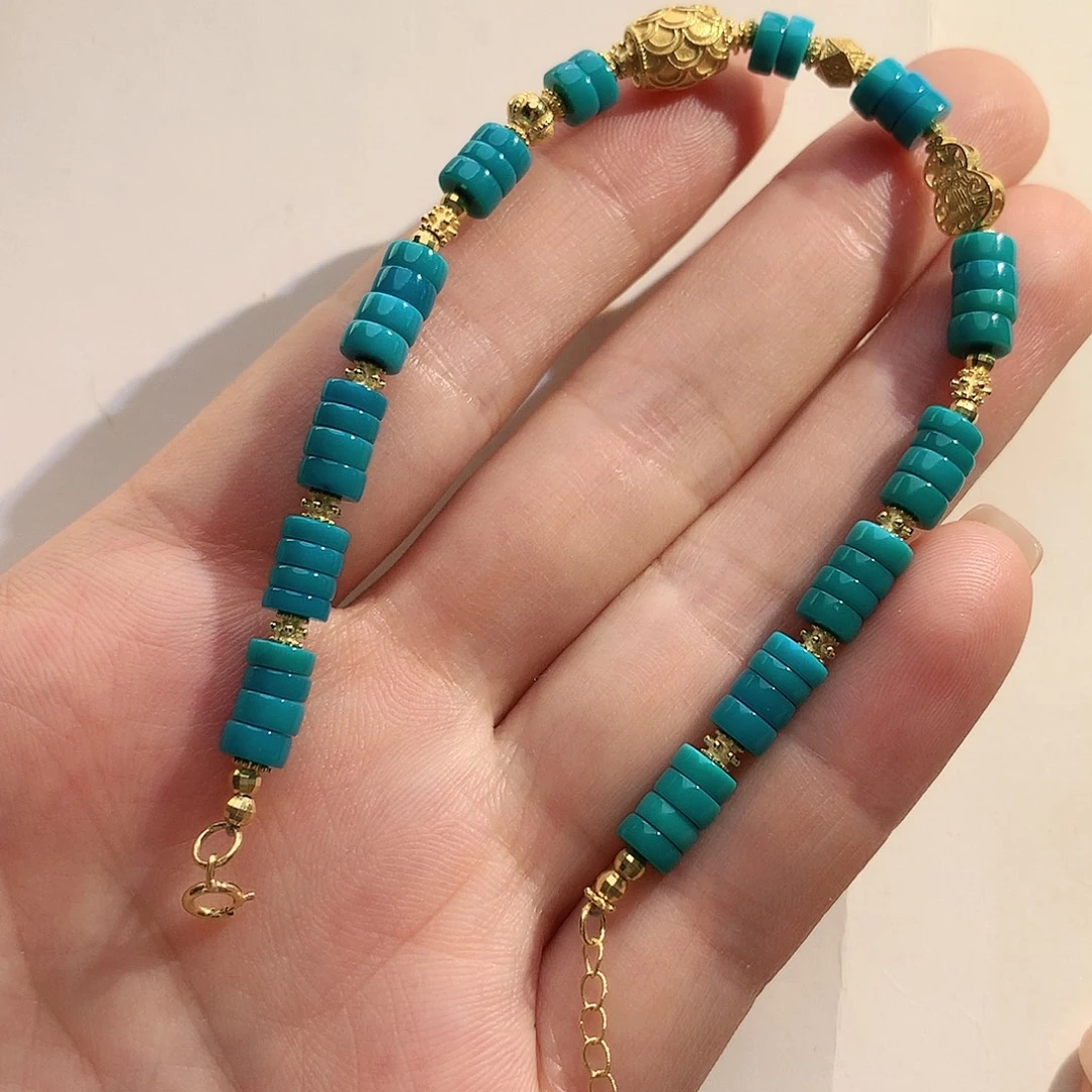 18K金镶嵌绿松石手链松石手链