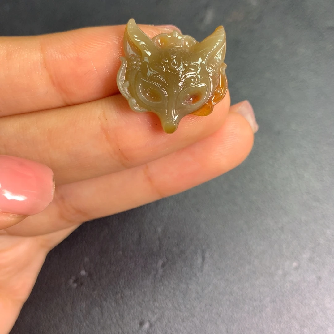 定制翡翠未镶嵌狐狸面具