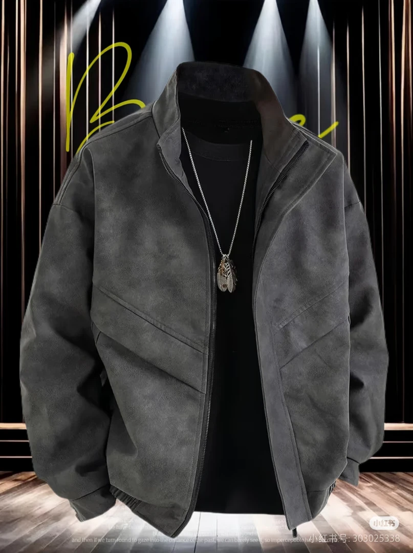 男士秋冬加厚保暖立领夹克宽松休闲外套