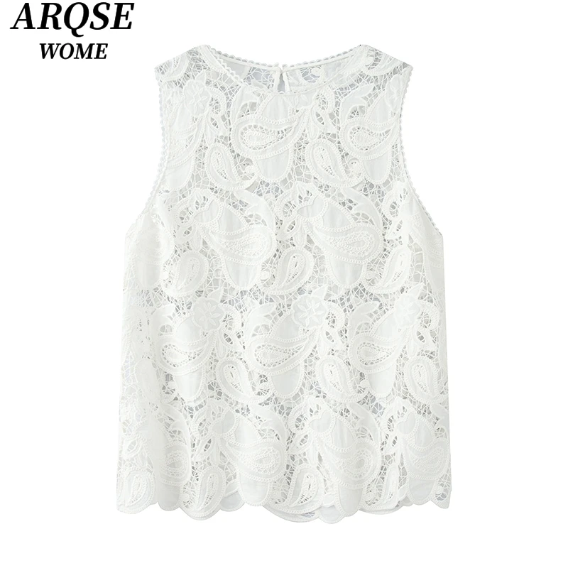 艾家新款2025夏季新品款无袖镂空针织衫上衣女5034