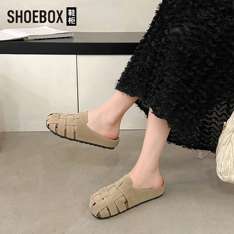 SH0EB0X鞋柜复古勃肯包头拖女2025夏季新款时尚休闲半拖懒人鞋