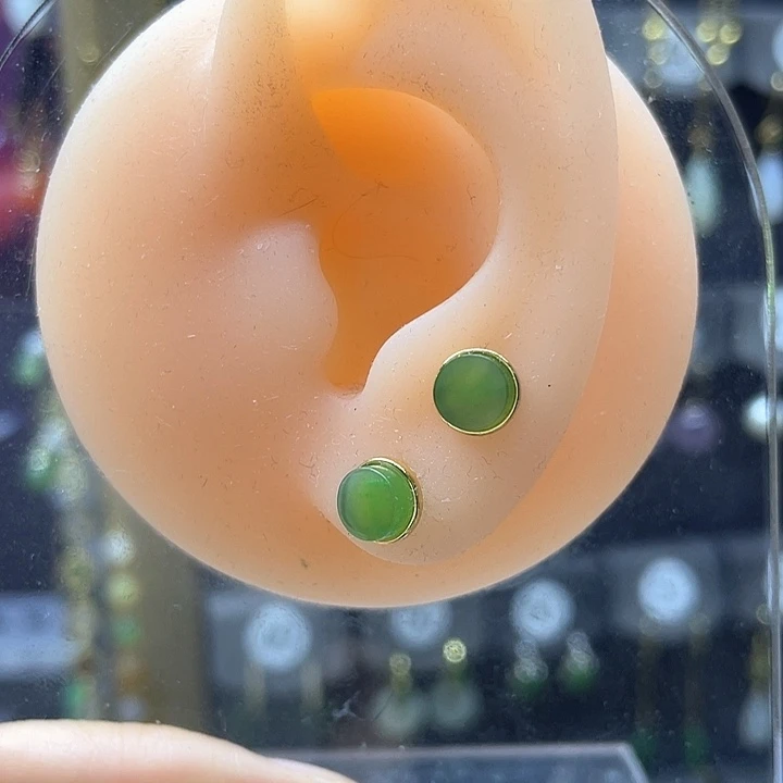 和田玉银S925镶嵌耳饰