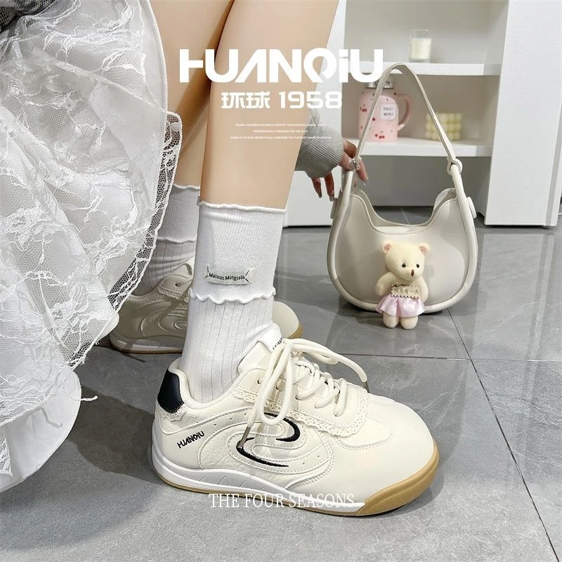 HUANQIU/环球薄荷绿德训鞋女款2025秋季新款潮流百搭轻便休闲板鞋