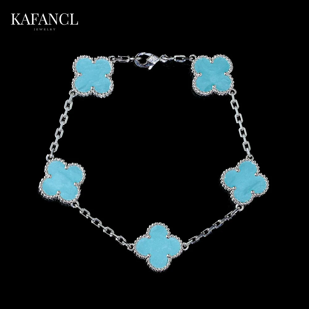 红楼 925银手链 镀K金 冰蓝草草手链 ZF-C383