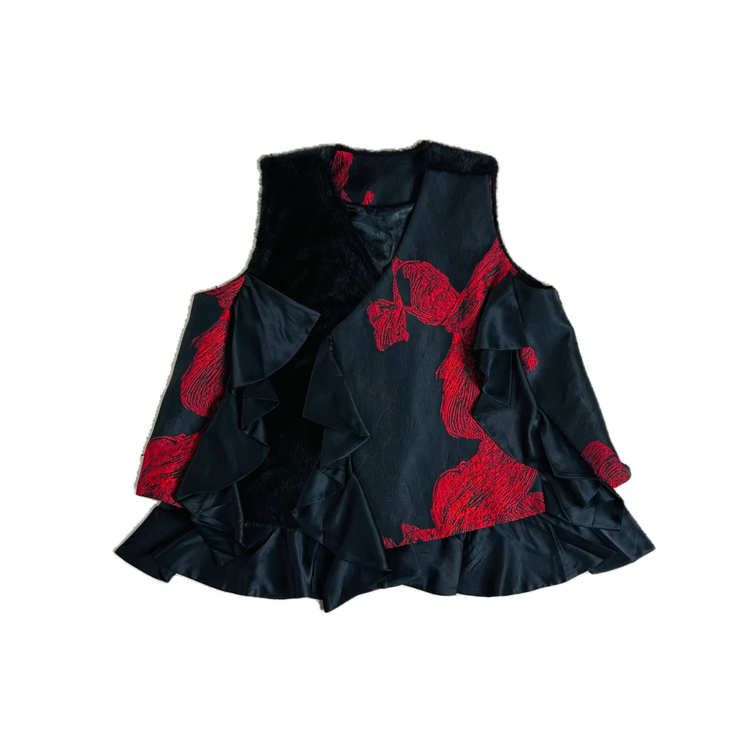 24904凤鸾金麟黑红马甲时尚魅力个性