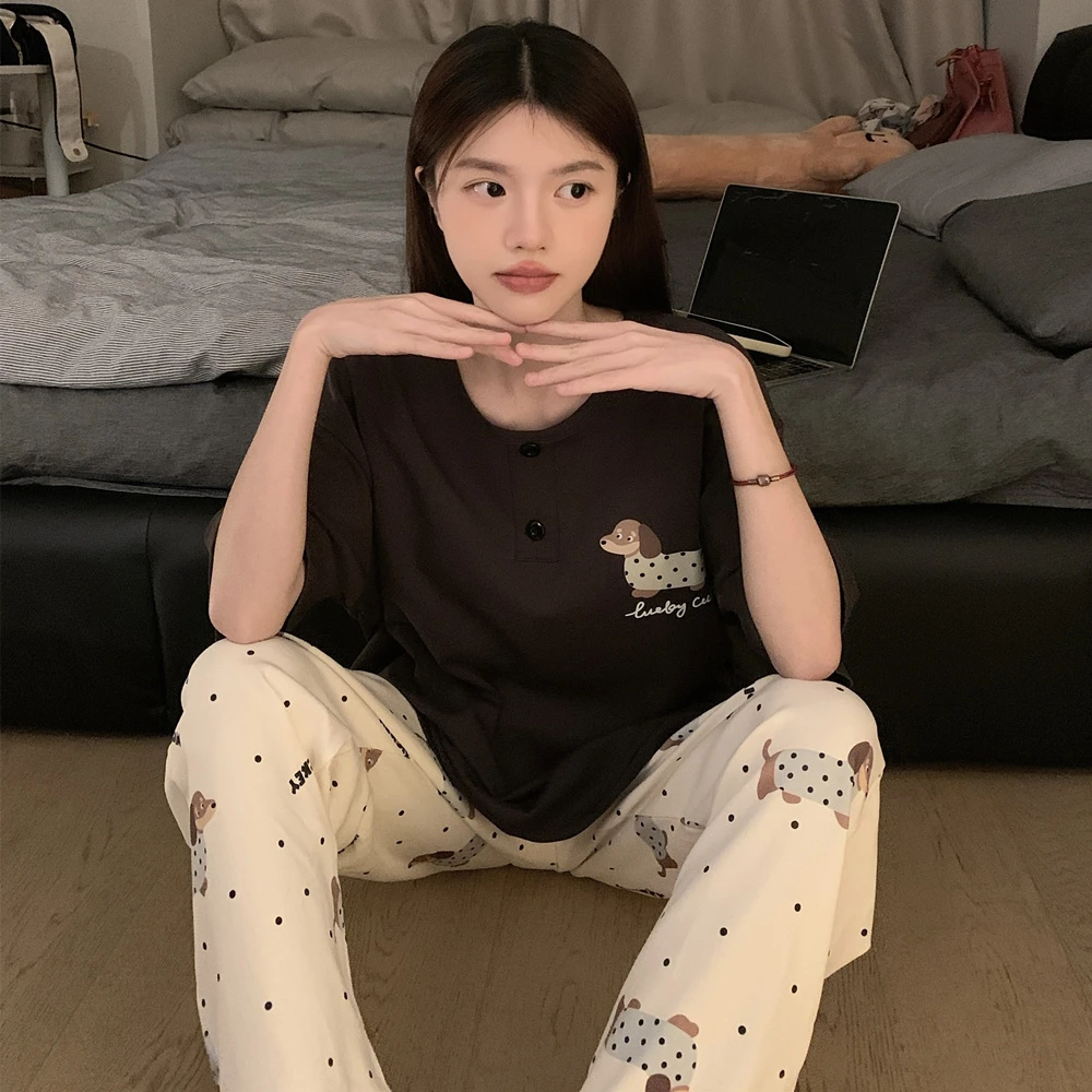 高级感夏季睡衣女爆款2025新款网红短袖长裤夏天家居服套装可外穿