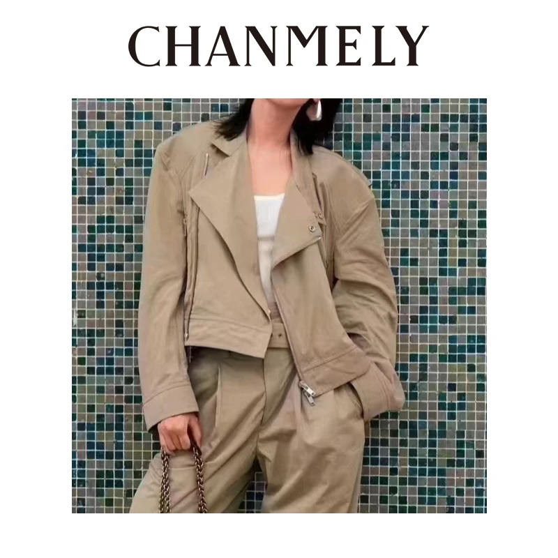 【CHANMITY】25/ss复古飞行员夹克时髦收腰侧拉链百搭外套025297