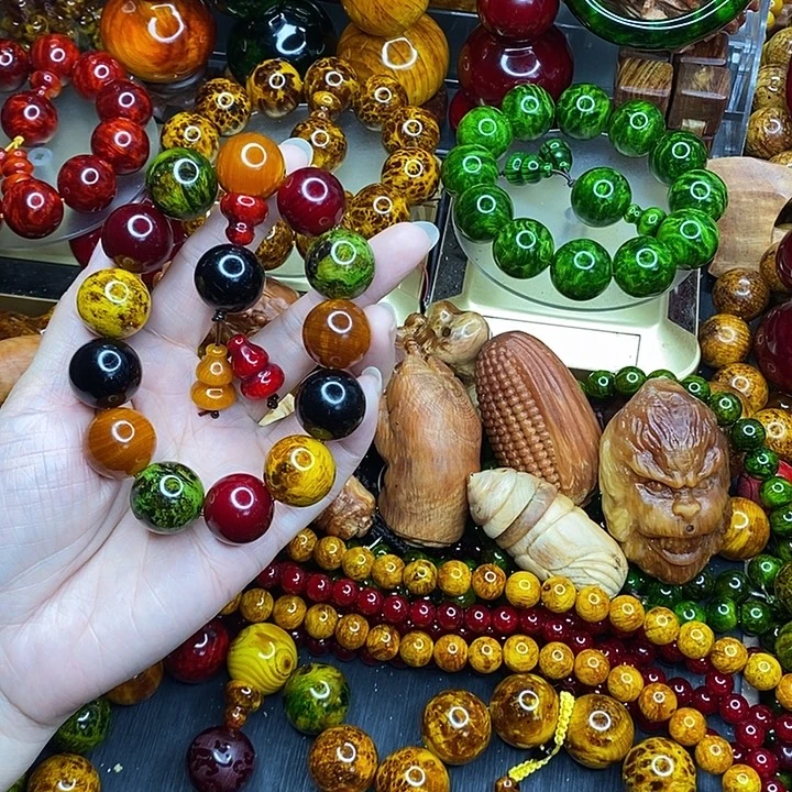 松木琥珀木文玩手串