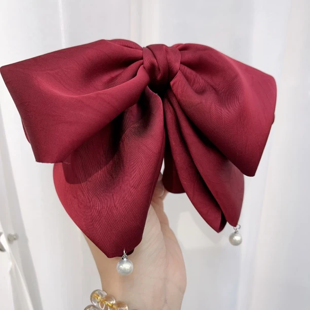 S300红色多层蝴蝶结马尾抓夹