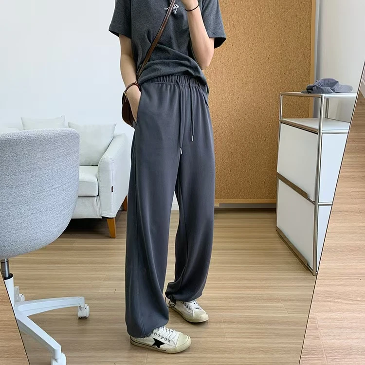 新款韩版休闲气质简约纯色松紧卫裤休闲裤WK2510