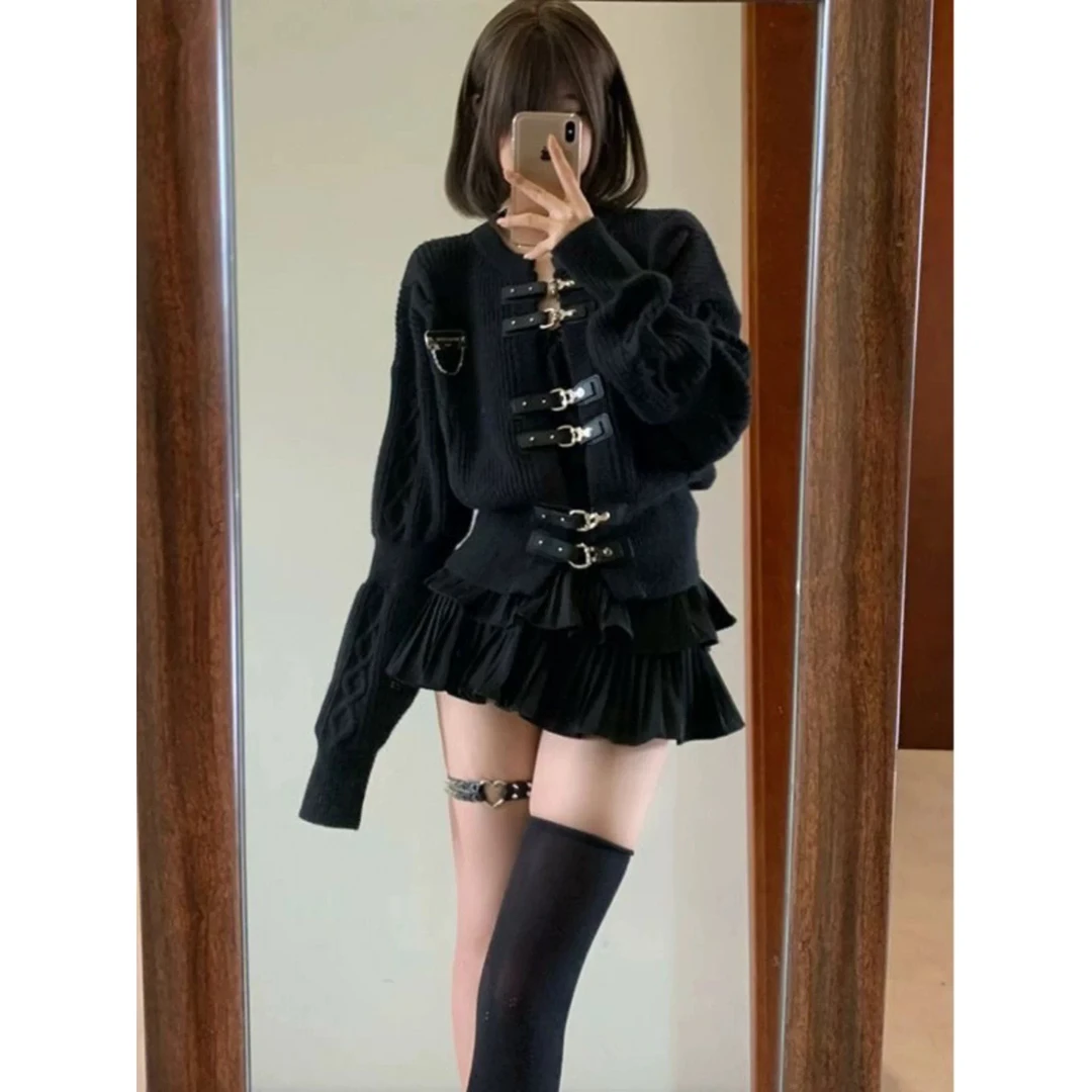 甜酷风小众收腰短裙复古时尚套装#08101