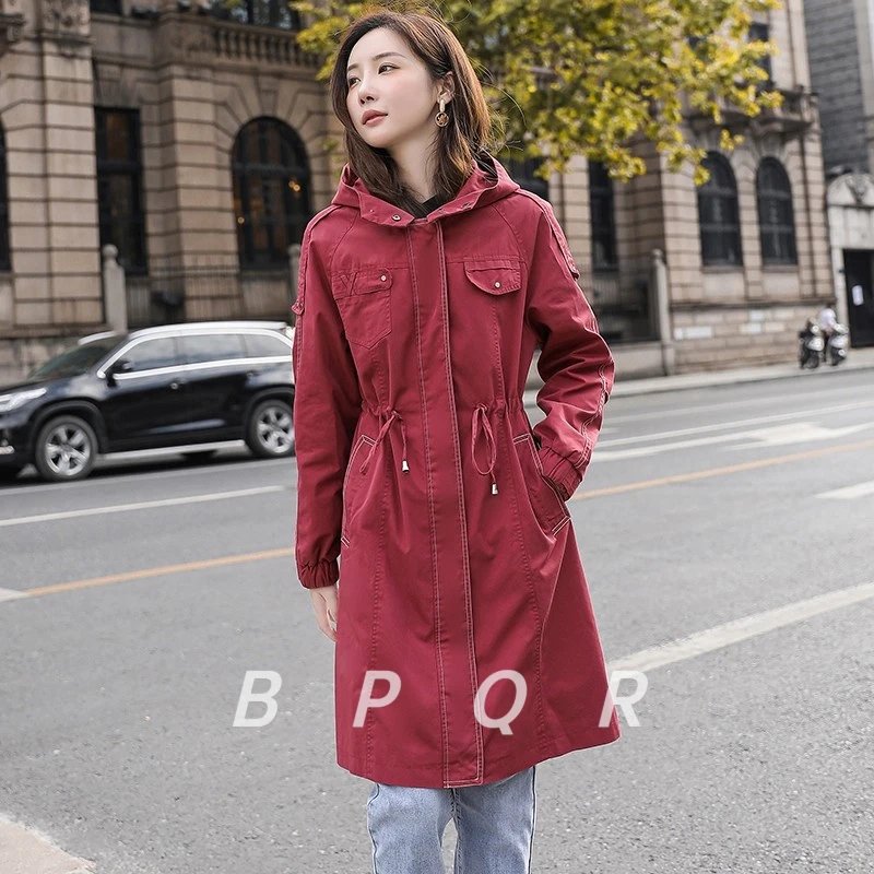 BPQR欧货风衣女中长版年春秋新款宽松休闲高端今年流行工装外套潮