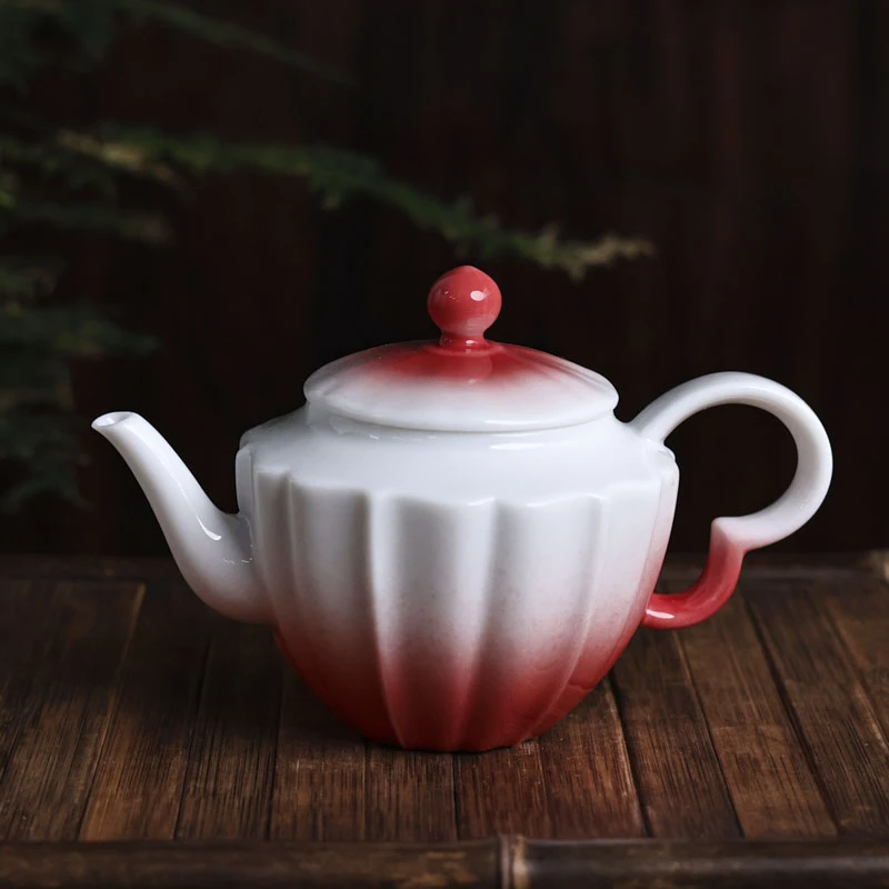 【小田甄陶】玫瑰红-黄丽君-莲花壶（V2504）