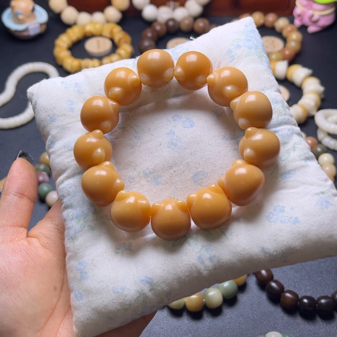 菩提根/象牙果手串猫猫头卡18干磨默认微瑕