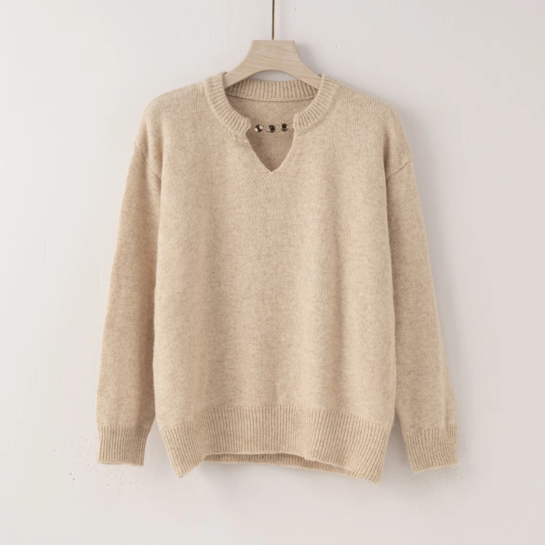 Q2782【特价-占单者限购】多色羊毛混纺毛衣，链条装饰尽显时髦