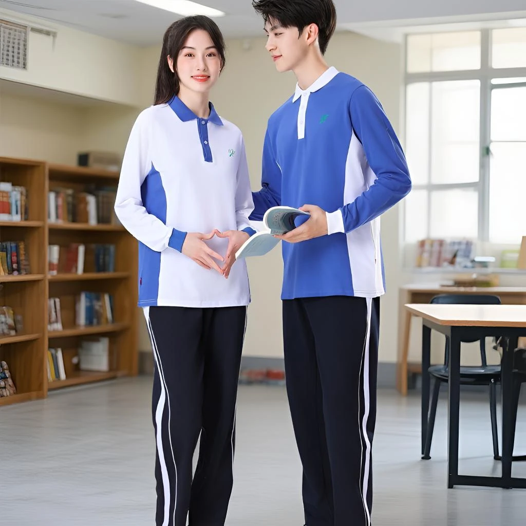 深圳纯棉秋装中学生长袖上衣学校长裤中学生校服夏季短裤校服深圳