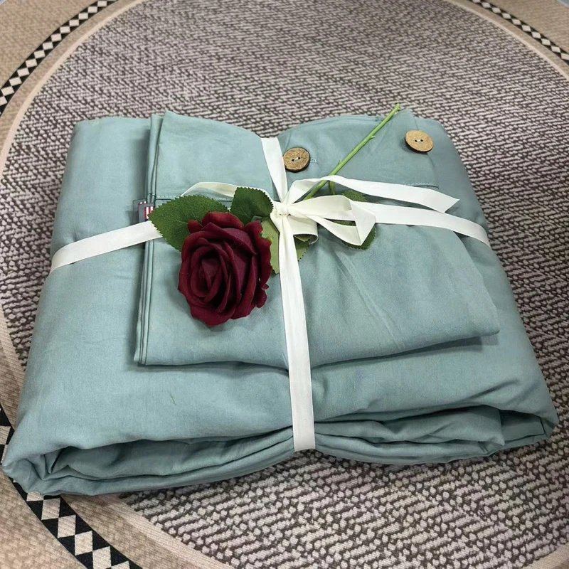 【春夏薄款】纽扣款纯色床品极简轻奢设计师款原创