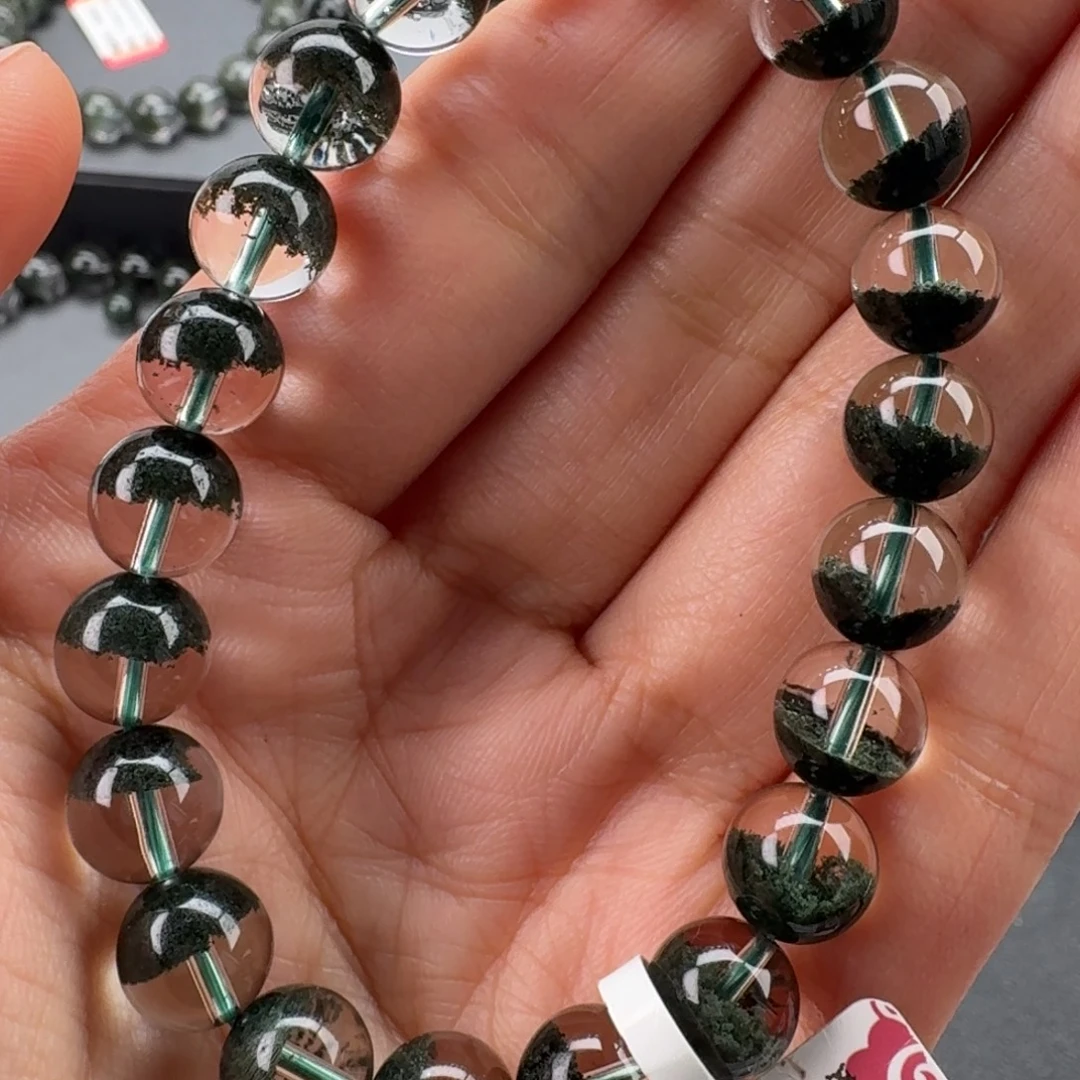 未镶嵌水晶手链天然绿幽灵聚宝盆毕业级