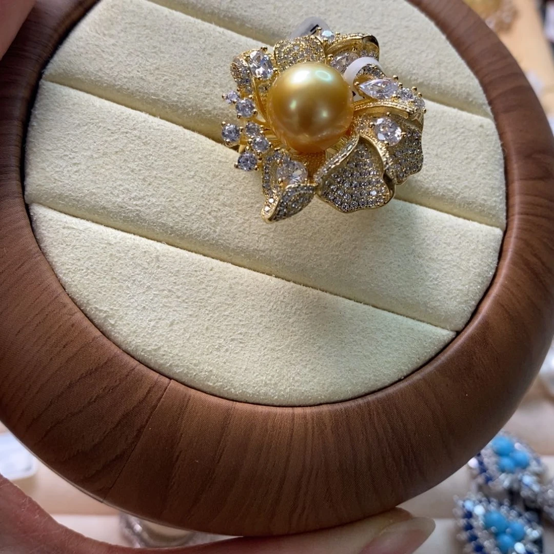 海水珍珠戒圈银S925镶嵌