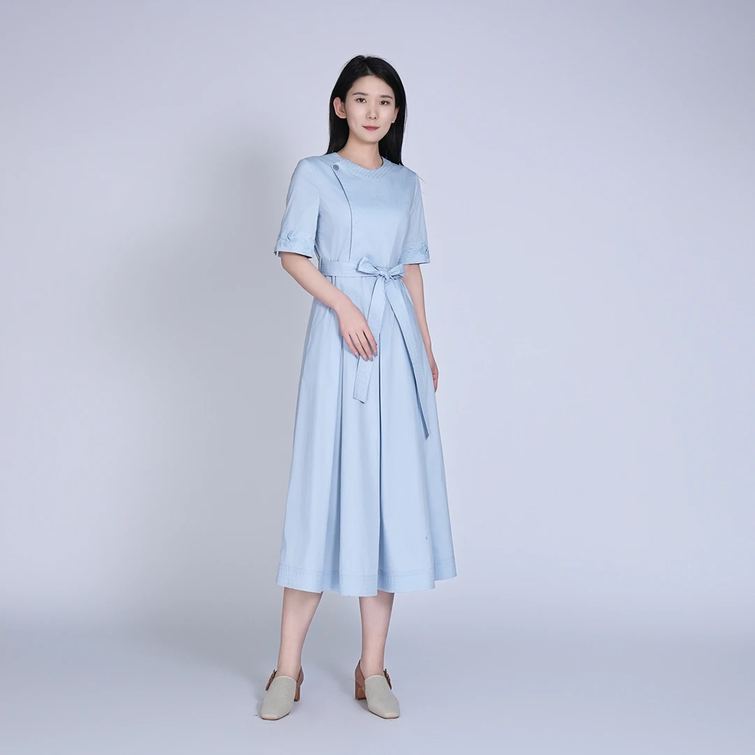 浒城古娘春上新欧若风休闲舒适时尚轻奢新款知意连衣裙HBSS010113