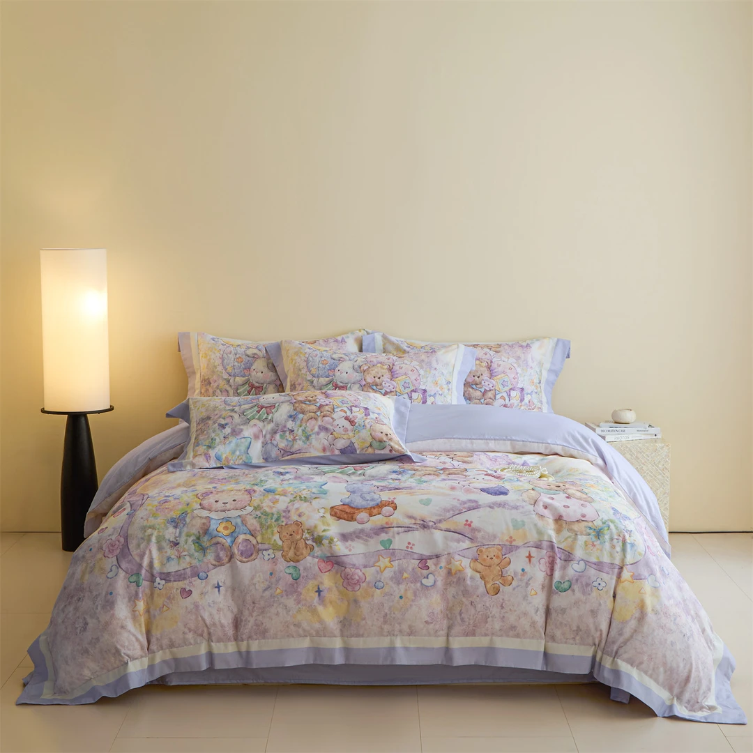 【火山磨毛】加厚磨毛全棉卡通超柔亲肤磨毛加厚印花宽边双面四件套