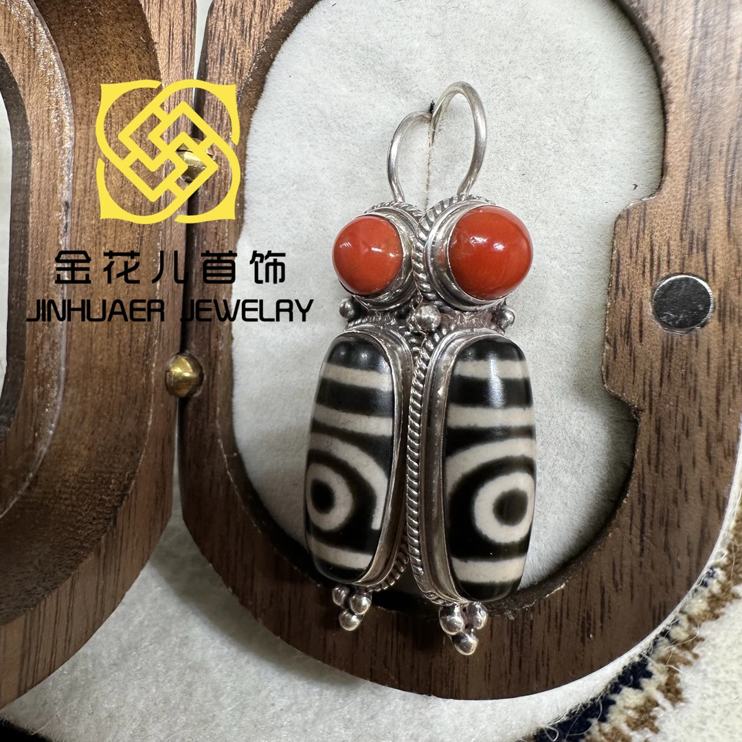 925银银制品 蒙古元素原创旭日耳饰气质时尚百搭民族风个性简约的