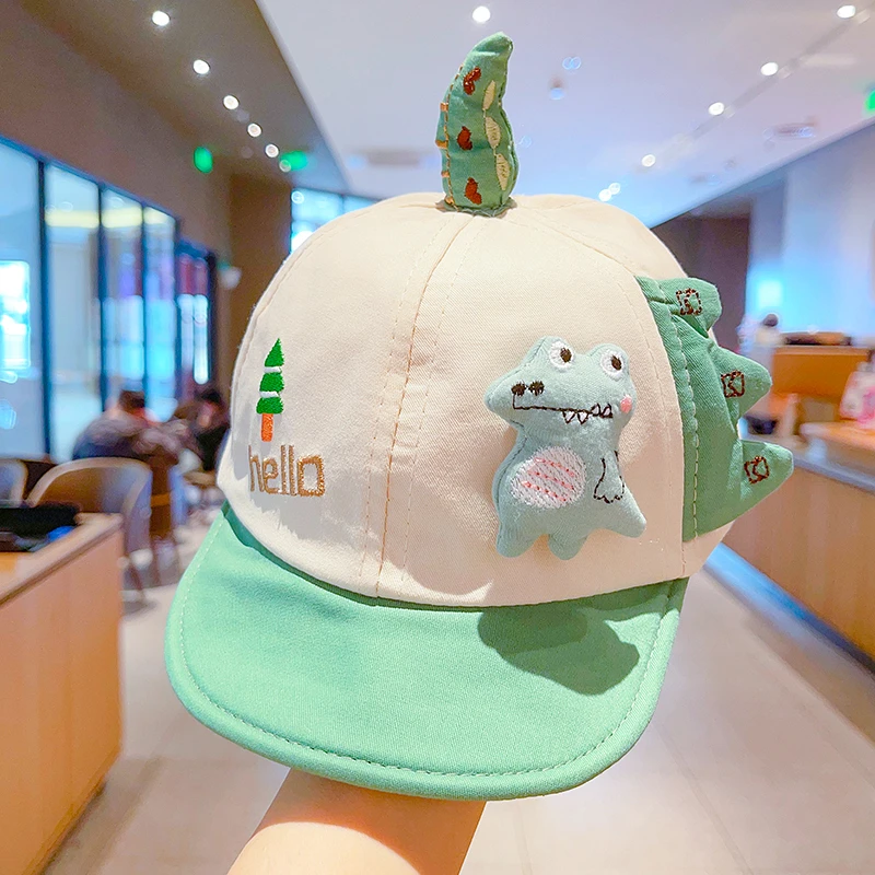 婴幼儿帽子春秋季薄款男宝宝小恐龙鸭舌帽婴幼儿软檐遮阳防晒