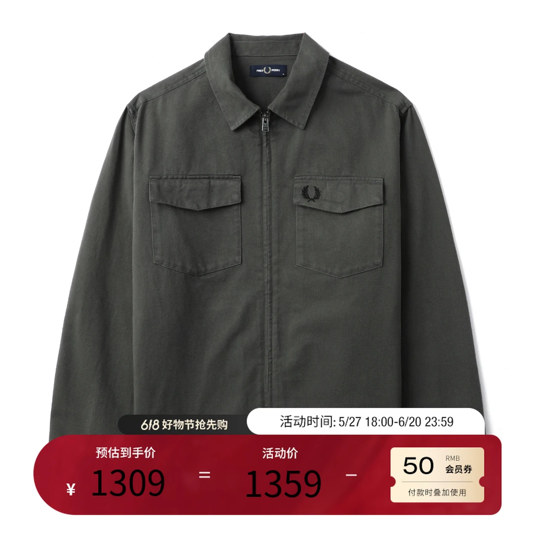 FRED PERRY 25年新品 欧若风复古工装长袖夹克衬衫潮流外套