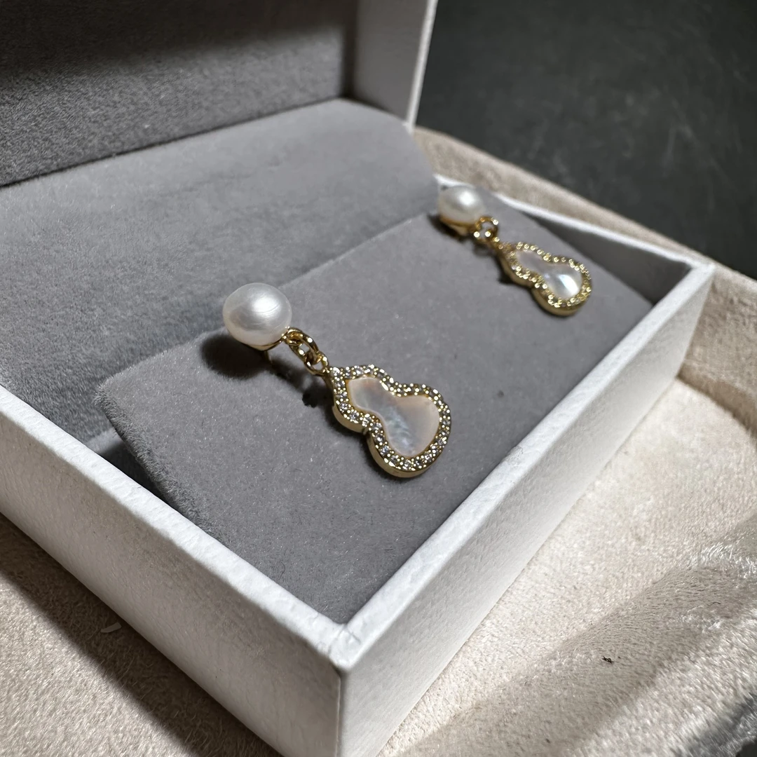 天然淡水珍珠耳环-171