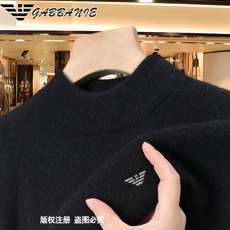 【星总专属】意大利实体冬季男士长袖爆款半高领毛衣休闲针织衫潮