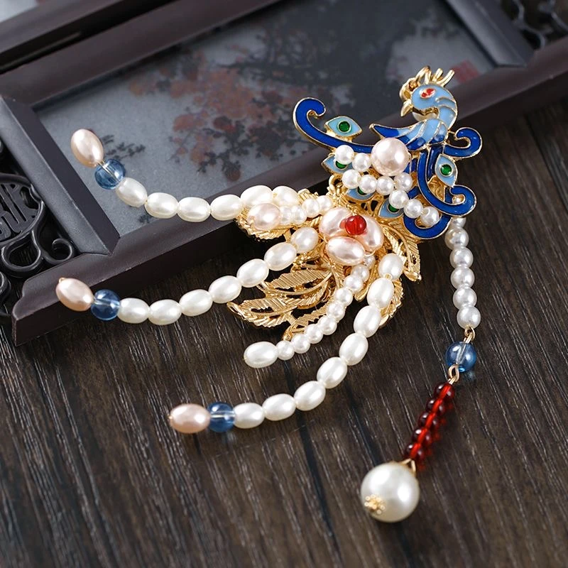 【云鬓花颜阁合金发夹】珠凤凰（孤品）新中式汉服发饰古风夹古装B44