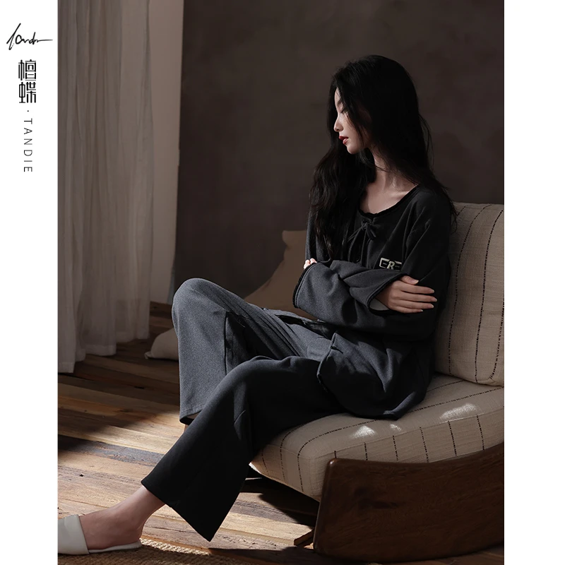 【羊绒蚕丝】睡衣女款爆款2025新款秋季薄绒羊绒睡衣家居服套装