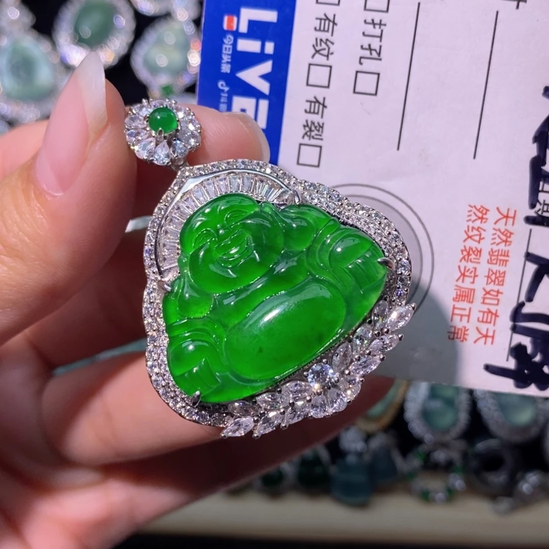翡翠银S925镶嵌颈饰天然