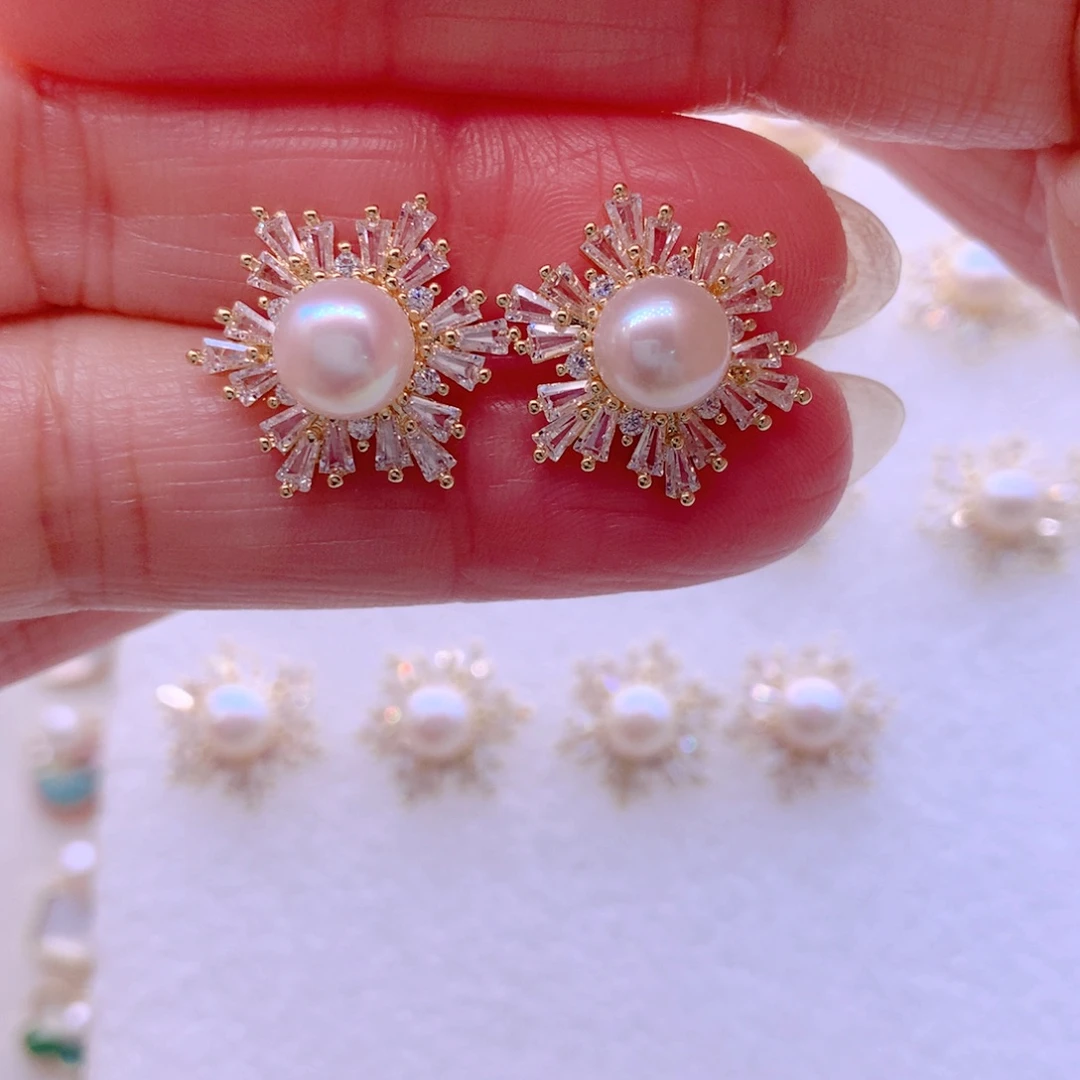 合金淡水珍珠耳饰