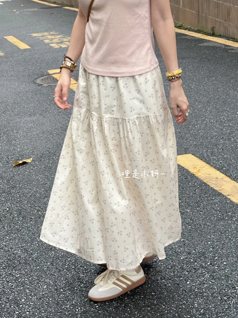 【花花裙2.0】淡淡的碎花香！松紧腰碎花长裙