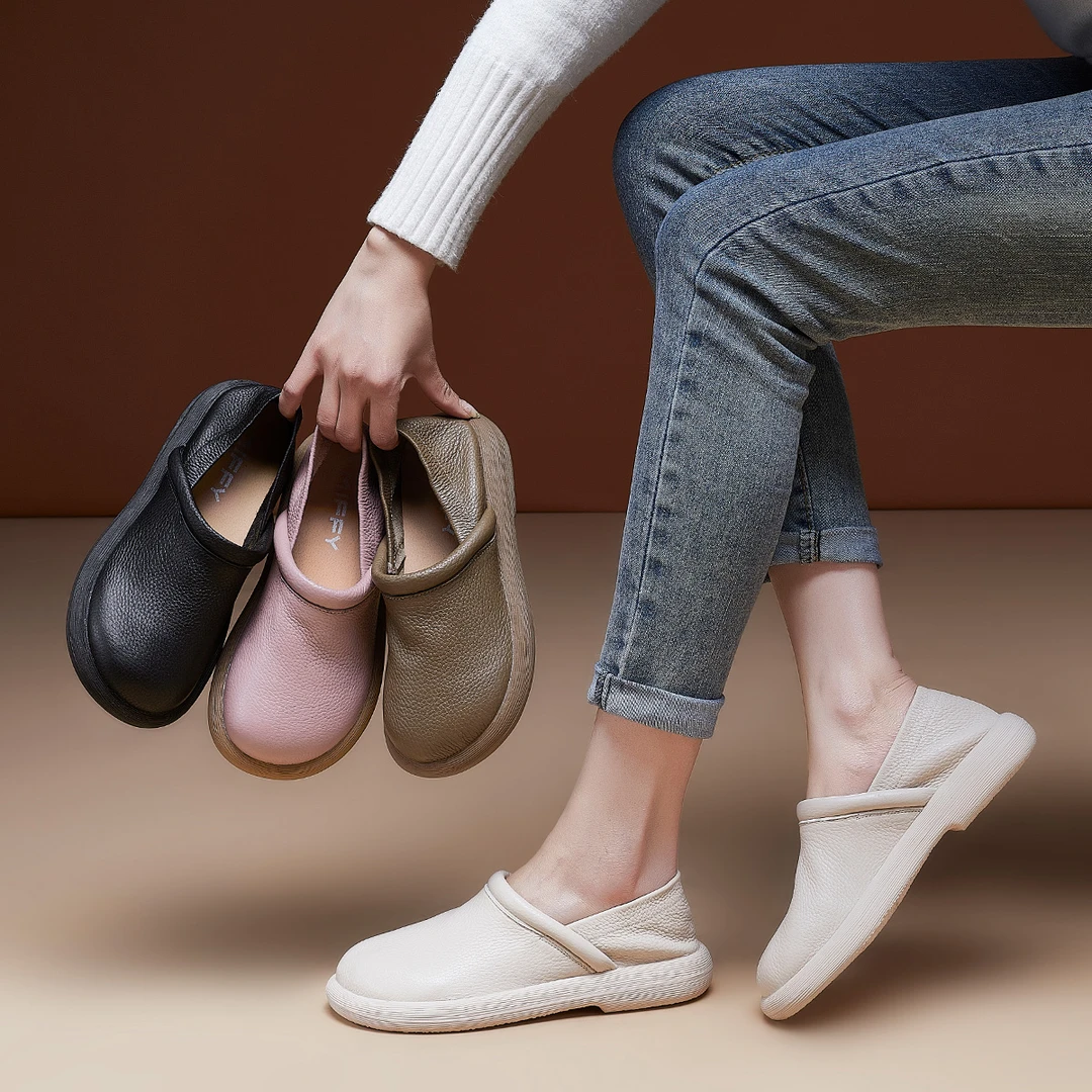 [共长思]231头层牛皮2025新款软底软面舒适防滑轻便两穿女单鞋