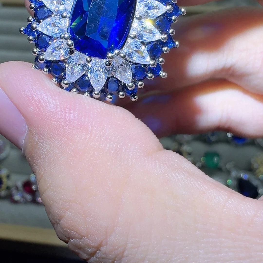 托帕石戒指银S925镶嵌