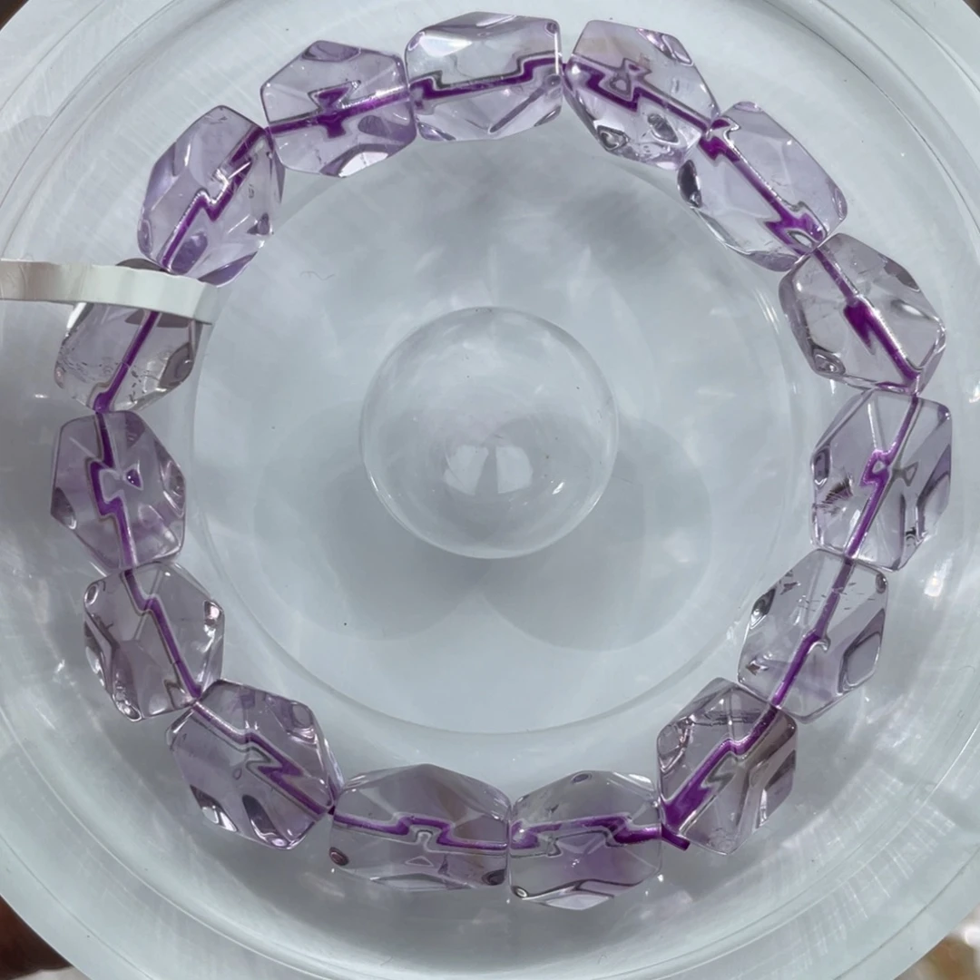 未镶嵌水晶手串025玻利维亚紫水晶10m+