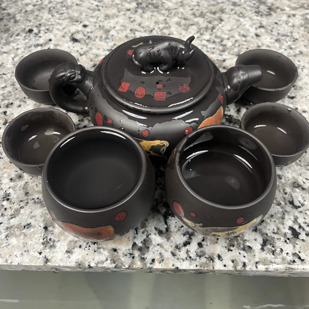 五牛纳福一壶六杯变色凤鸣套装