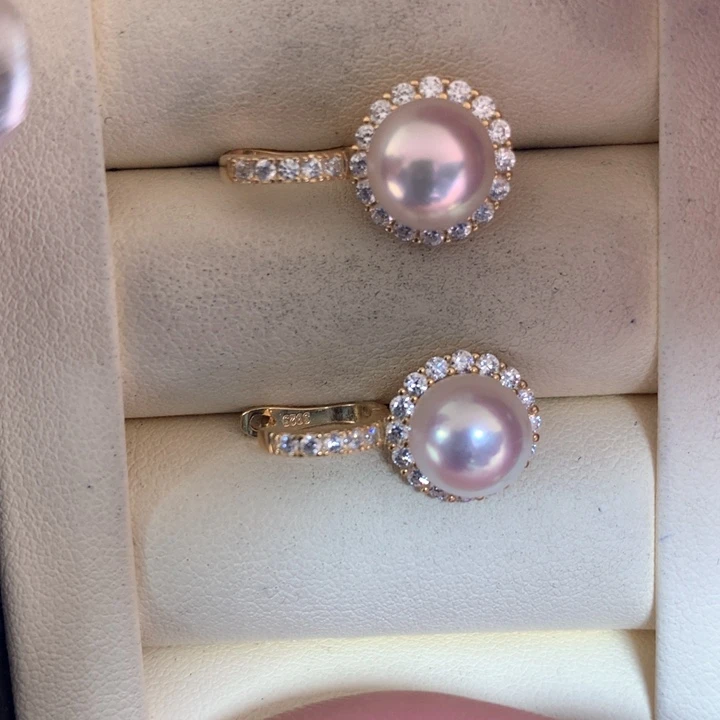 银S925镶嵌耳饰海水珍珠