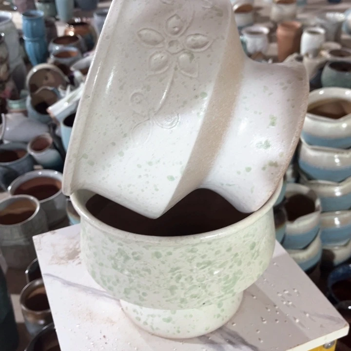 紫砂花盆口径21高度17两只正品
