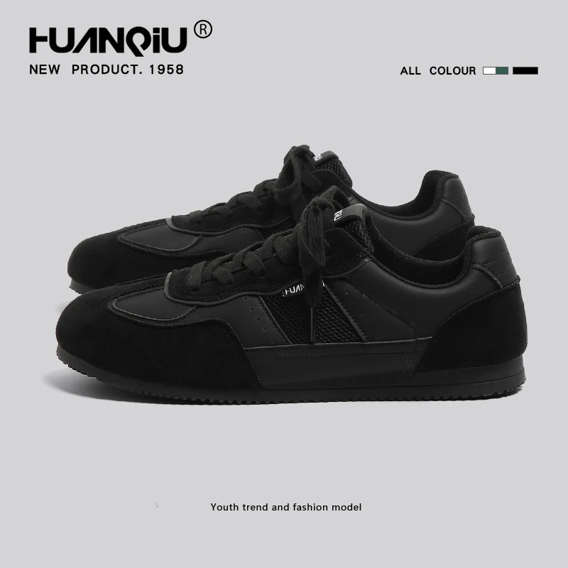 环球黑色德训鞋2025秋季网面透气运动鞋百搭鞋子男款潮酷休闲男鞋